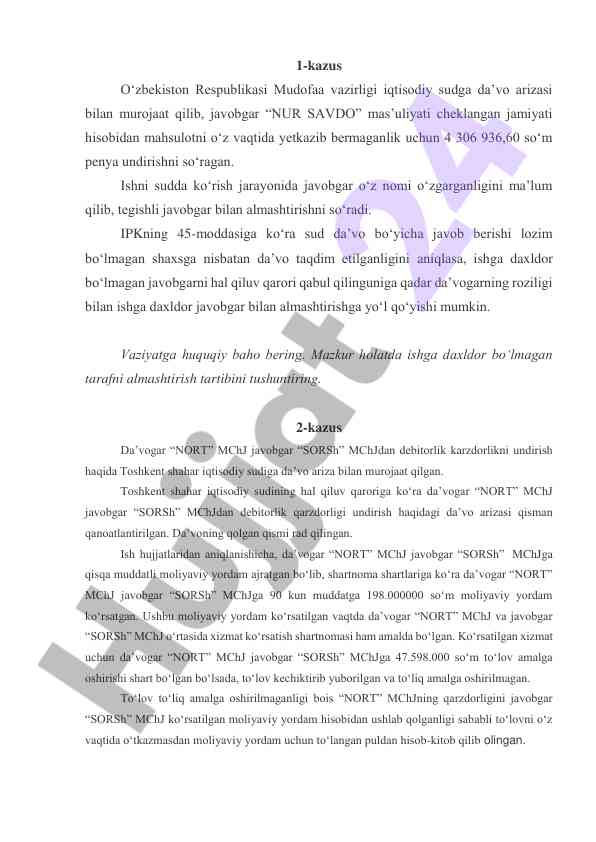 Iqtisodiy sudda da’vo arizalari bilan murojaatlar