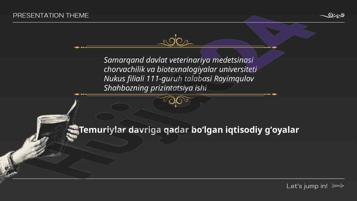 Temuriylar davrida iqtisodiy g‘oyalar tahlili