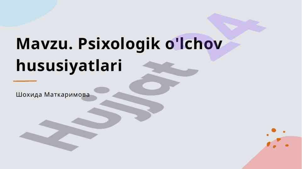 Psixologik o'lchov nazariyasi va tamoyillari