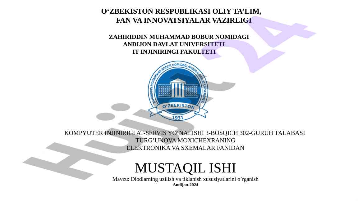Diodlarning uzilish va tiklanish xususiyatlari