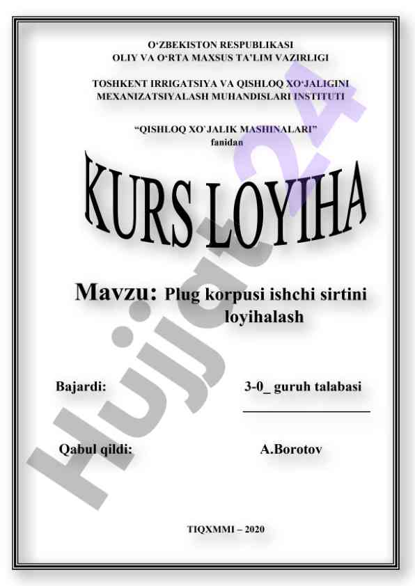 Traktor korpuslari va ularning loyihalashi