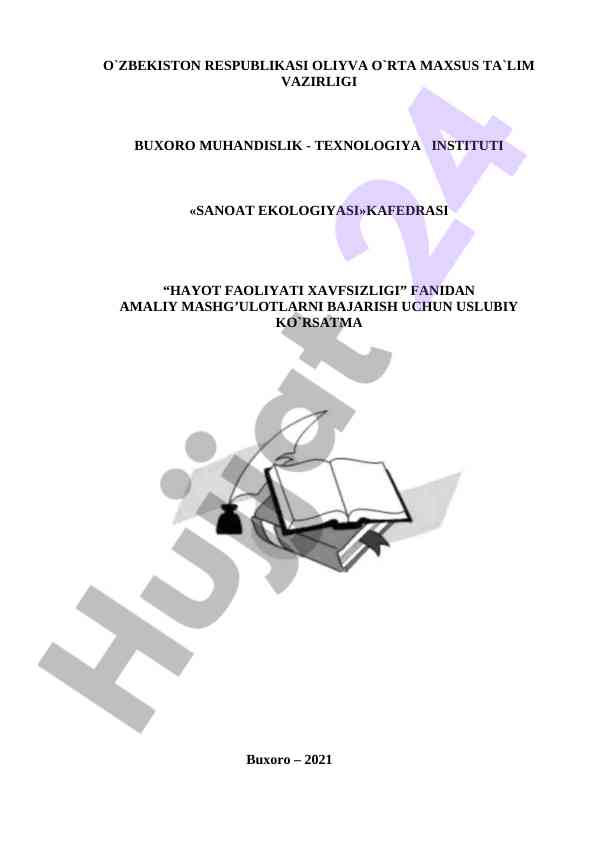 Sanoat ekologiyasi amaliy mashg‘ulotlari uslubiy ko‘rsatma