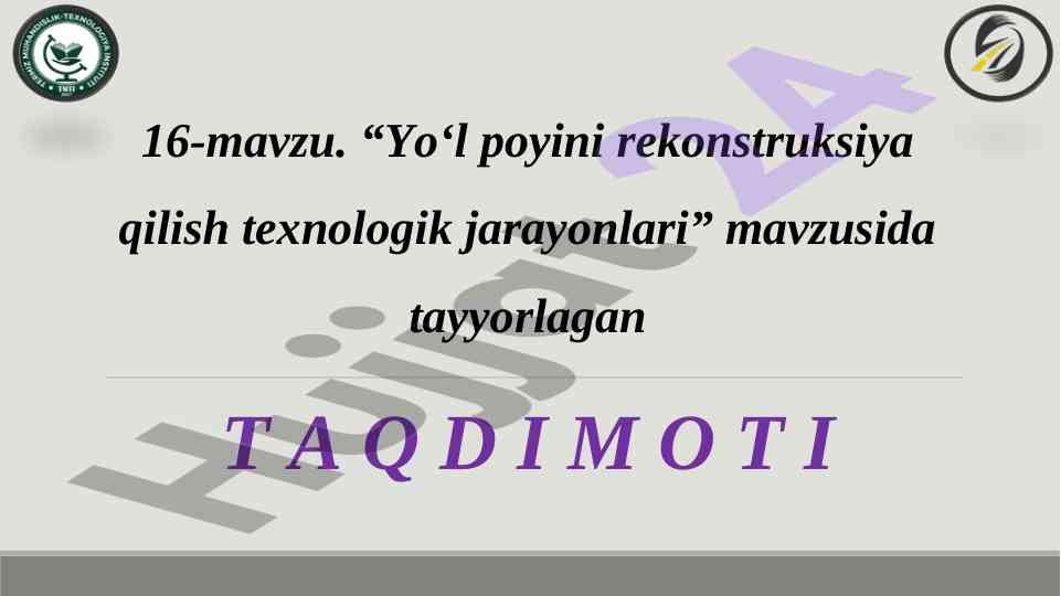 Yo‘l poyini rekonstruksiya qilish texnologik jarayonlari