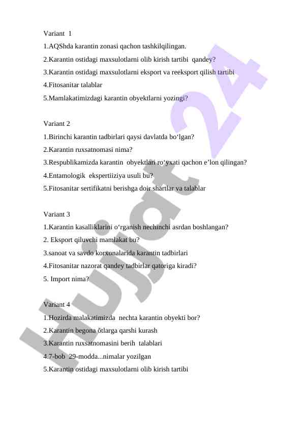 Karantin tadbirlari va fitosanitar talablar