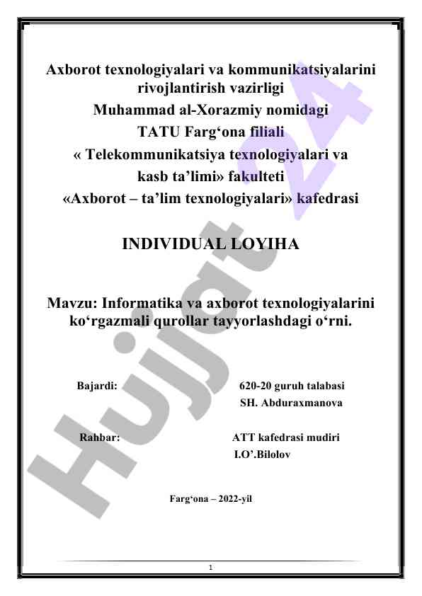 Informatika va axborot texnologiyalarini o‘qitish