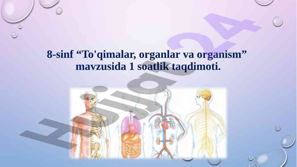 To'qimalar, organlar va organism mavzusida taqdimot