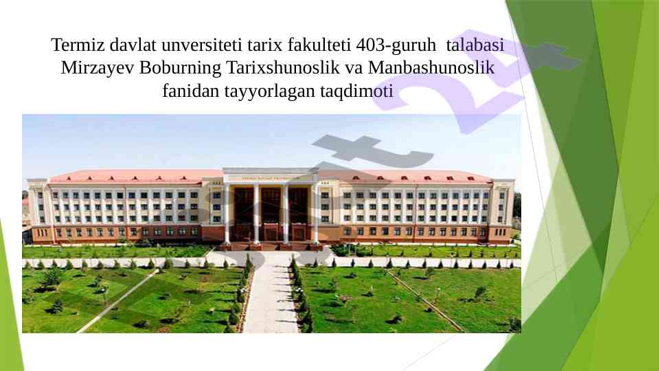 Sovet davrida oʻzbekistonda tarix fani taqdimoti