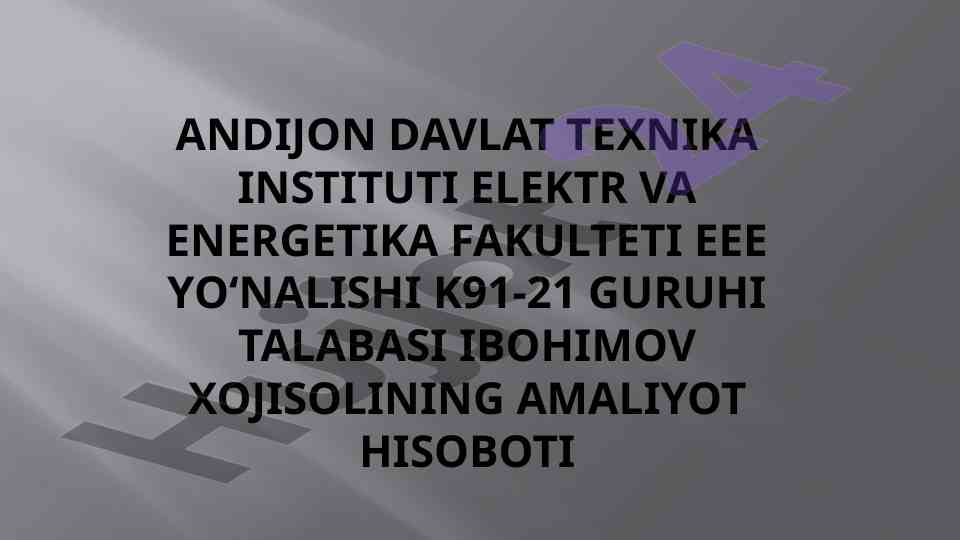 Shahrixon geslar kaskadi haqida hisobot