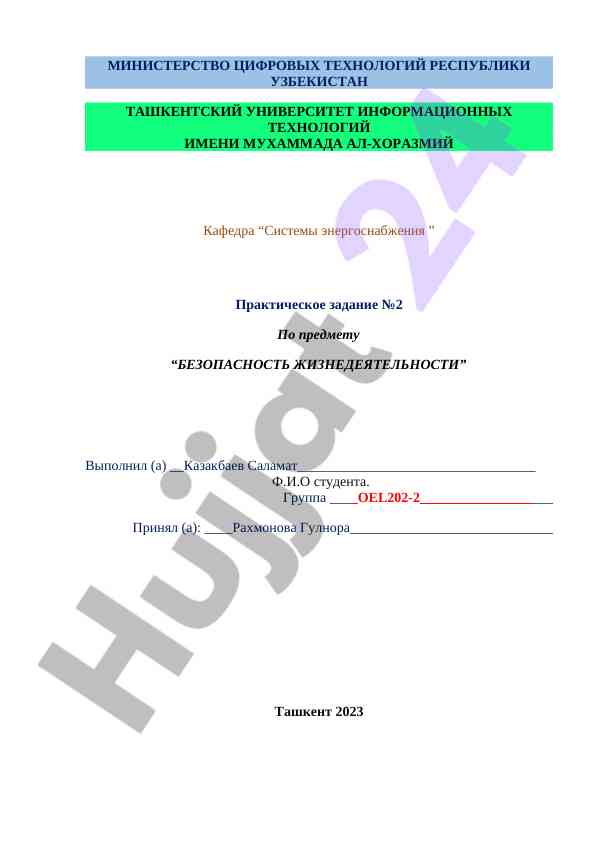 Практическое задание по безопасности жизнедеятельности