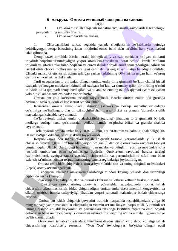 Omixta-em ishlab chiqarish va sanoati rivojlantirish