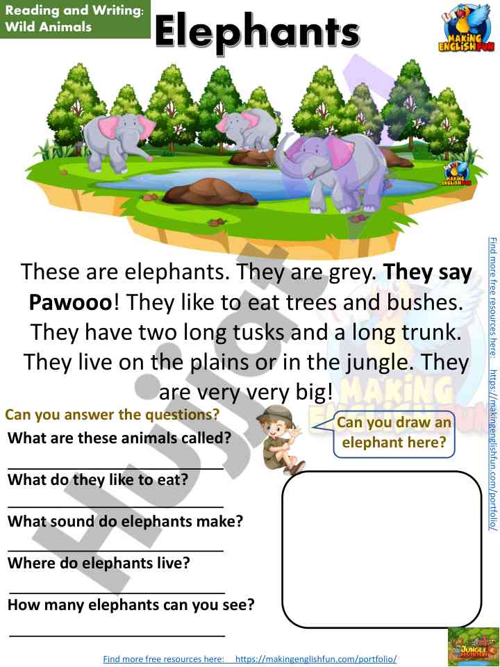 Reading and writing: wild animals overview