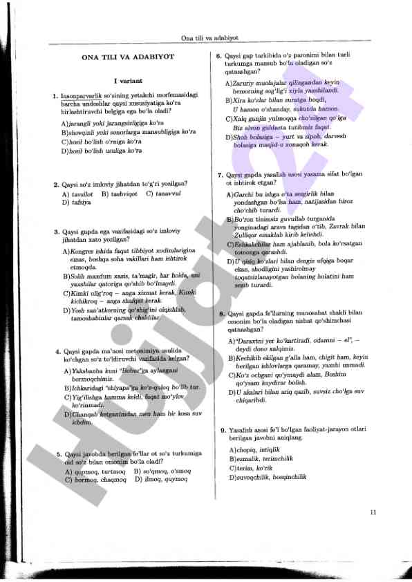 Insonparvarlik so‘zi morfemasi savollari