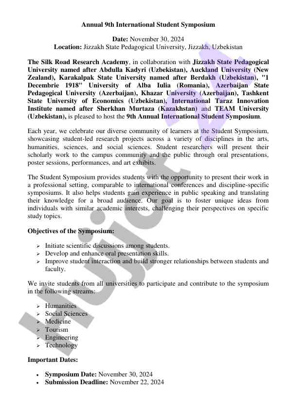 9th international student symposium event overview
