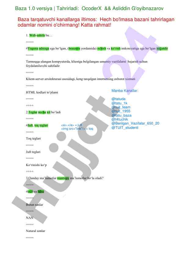 Web-sahifa va javascript binar operatorlari