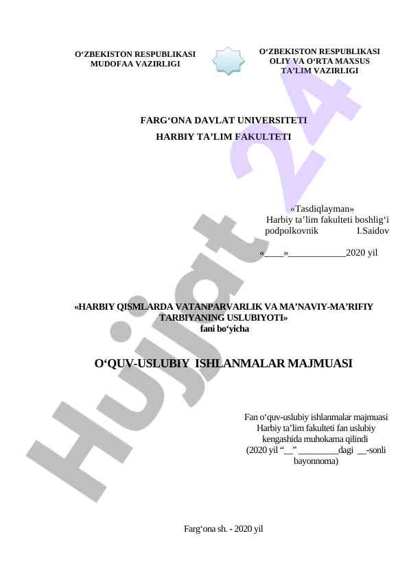 Harbiy qismlarda vatanparvarlik uslubiyoti
