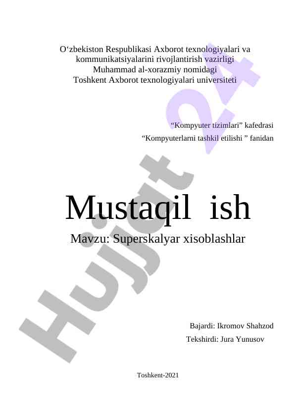 Superskalyar xisoblashlar tahlili va takliflar