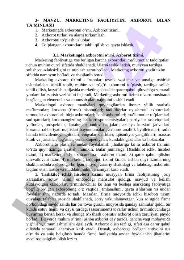 Marketing faoliyatida axborot tizimining roli