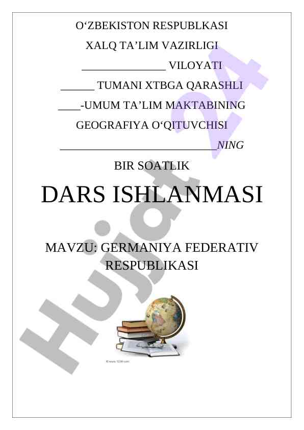 Germaniya federativ respublikasi dars ishlanmasi