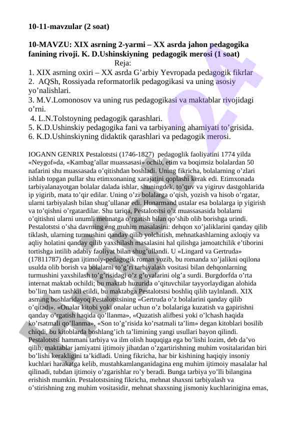 Pedagogika fanining rivoji xix asrda