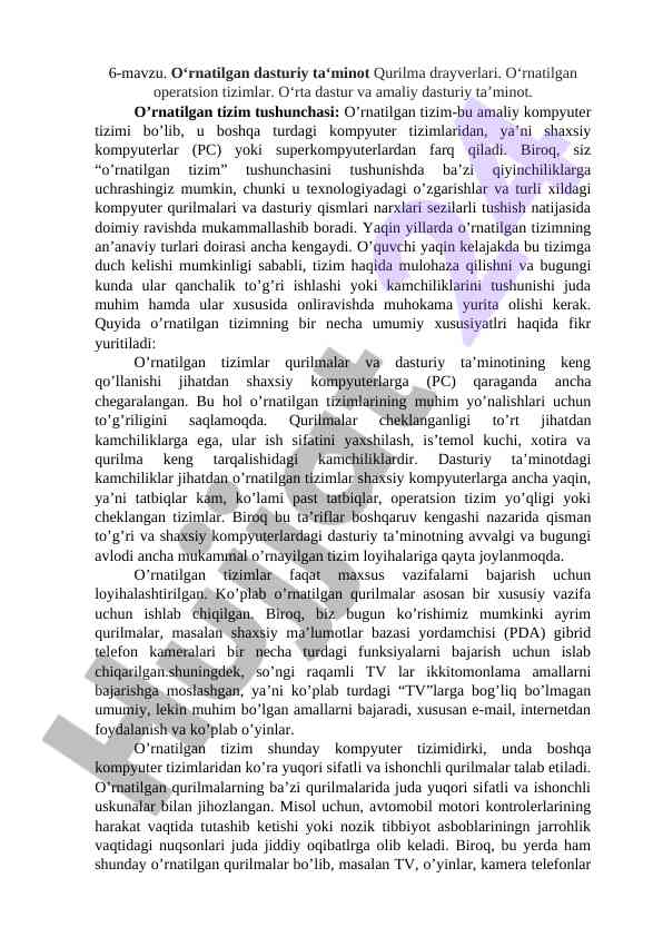 O‘rnatilgan tizimlar va dasturiy ta‘minot