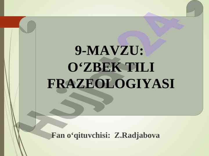 O‘zbek tili frazeologiyasi tahlili