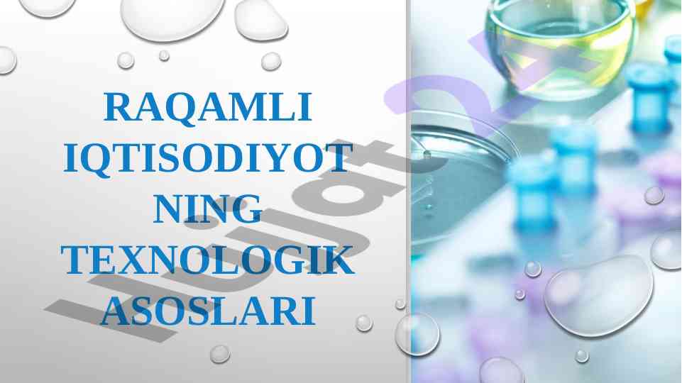 Raqamli iqtisodiyot texnologik asoslari 3-mavzu