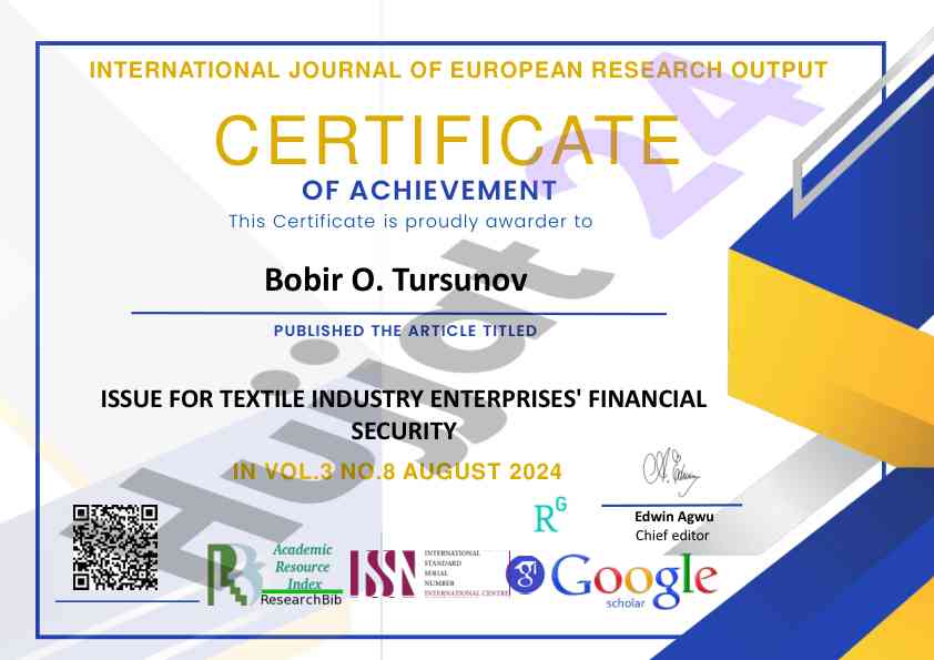 Financial security in textile industry enterprises