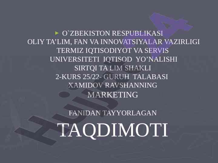 Marketing rejasi va audit tushunchalari