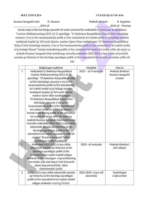 O‘zbekiston respublikasi xalq ta'limi tizimidagi nizom