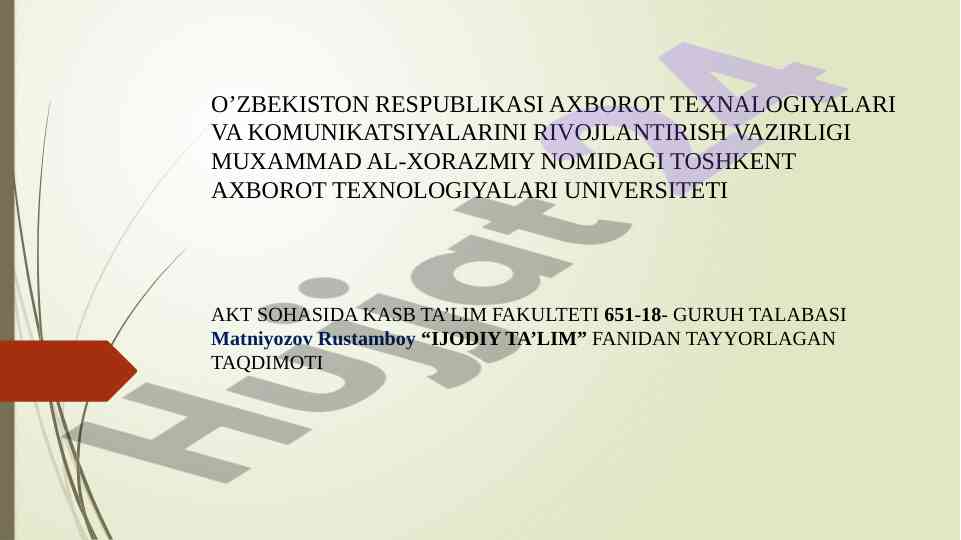 Ijodiy ta’lim taqdimoti: pedagogik ahmiyati