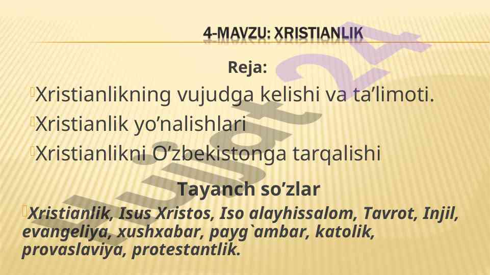 Xristianlikning vujudga kelishi va ta’limoti