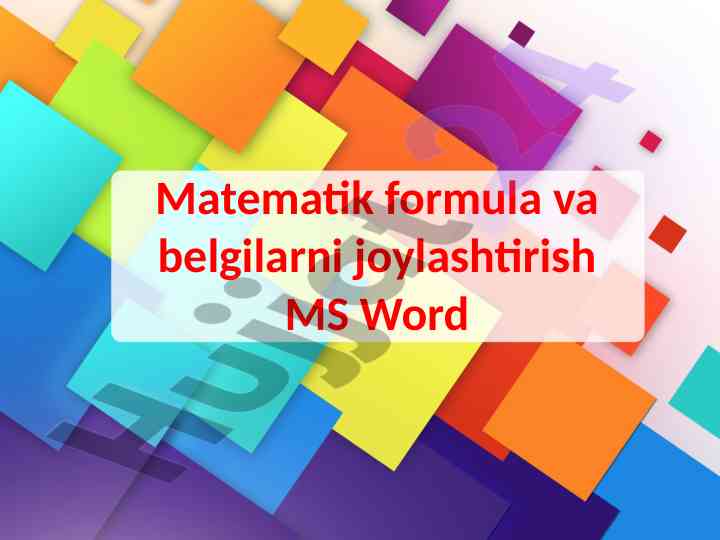 Matematik formulalar va belgilarni joylashtirish