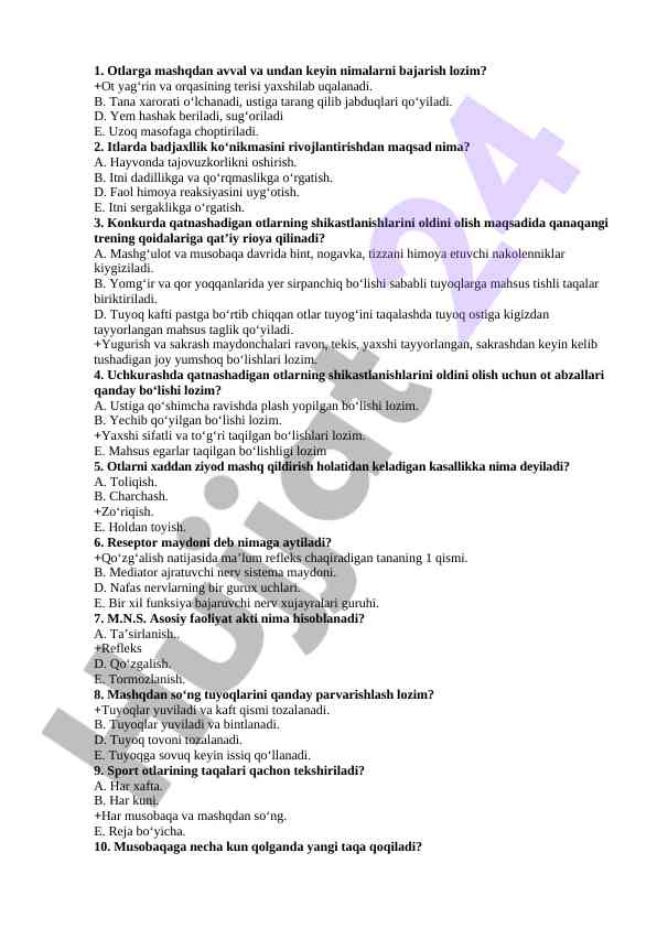 Ot va itlar uchun trening qoidalari boshqa ko‘rsatmalar