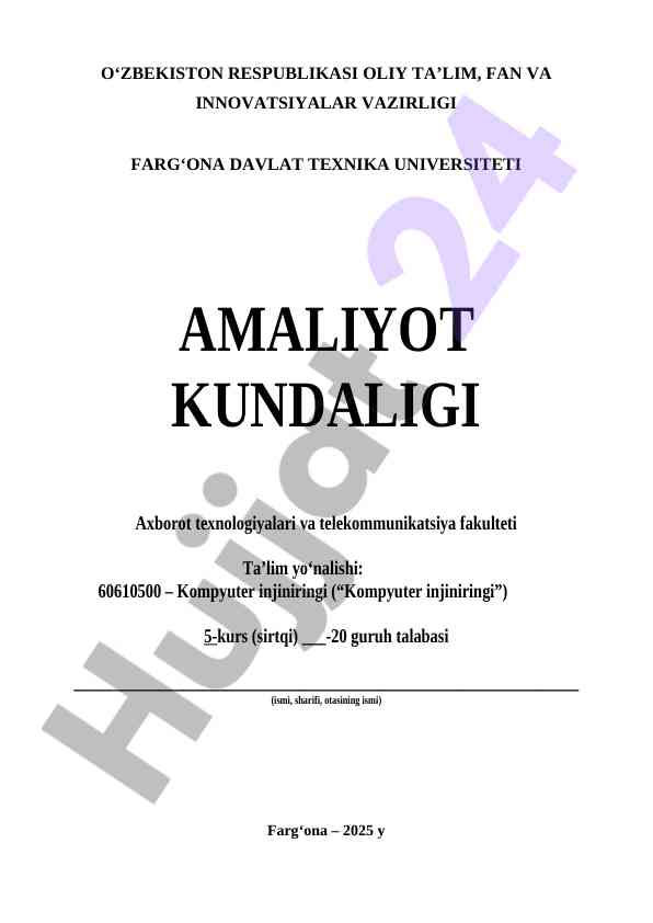Amaliyot kundaligi axborot texnologiyalari uchun