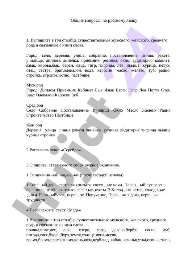 Общие вопросы по русскому языку