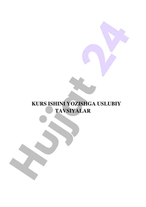 Kurs ishini yozish uslubiy tavsiyalar