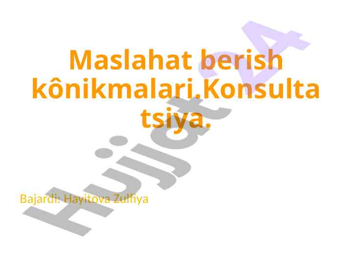 Tibbi deontologiya prinitsiplariga asoslangan maslahatlar