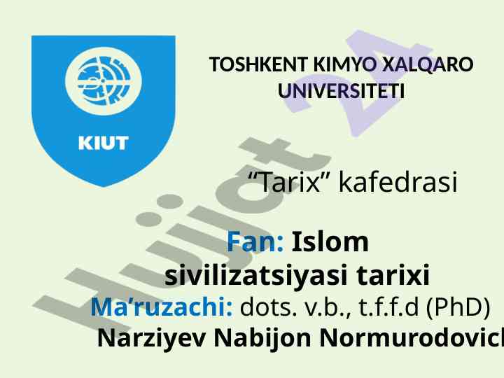 Islom sivilizatsiyasi tarixi: umumiy tushunchalar