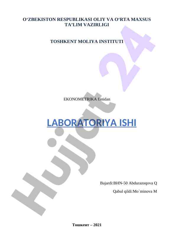 Kop omilli ekonometrik tahlil laboratoriya ishi