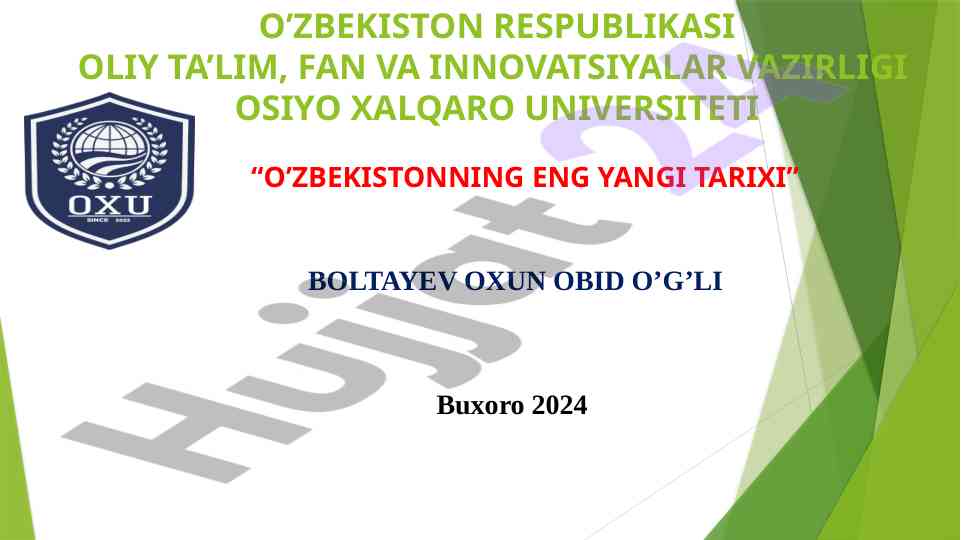 Oʻzbekistonning eng yangi tarixi va iqtisodiy islohotlar