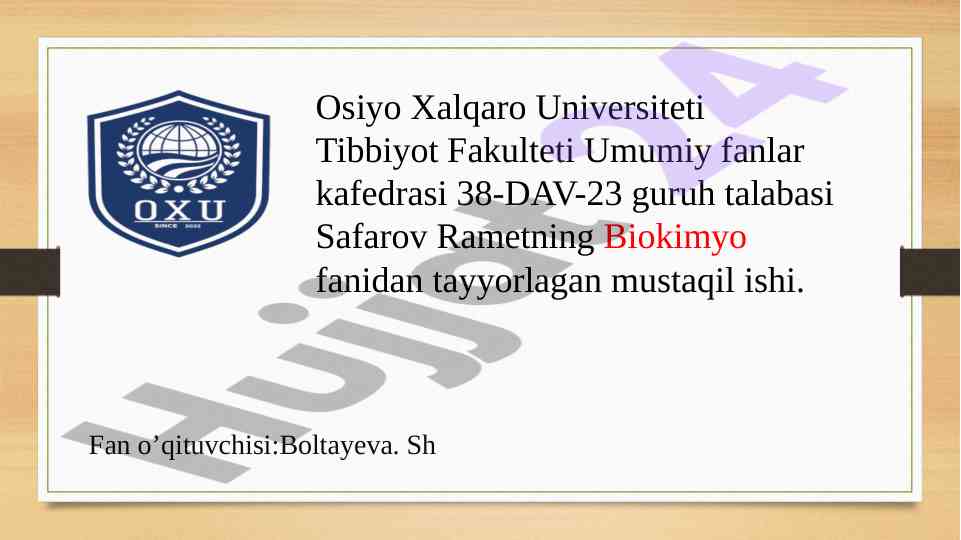 Sensor tizimlar faoliyatining biokimyoviy asoslari