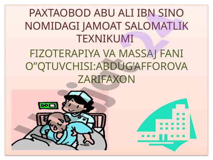 Fizioterapiya apparati va dori moddalarini qo‘llash