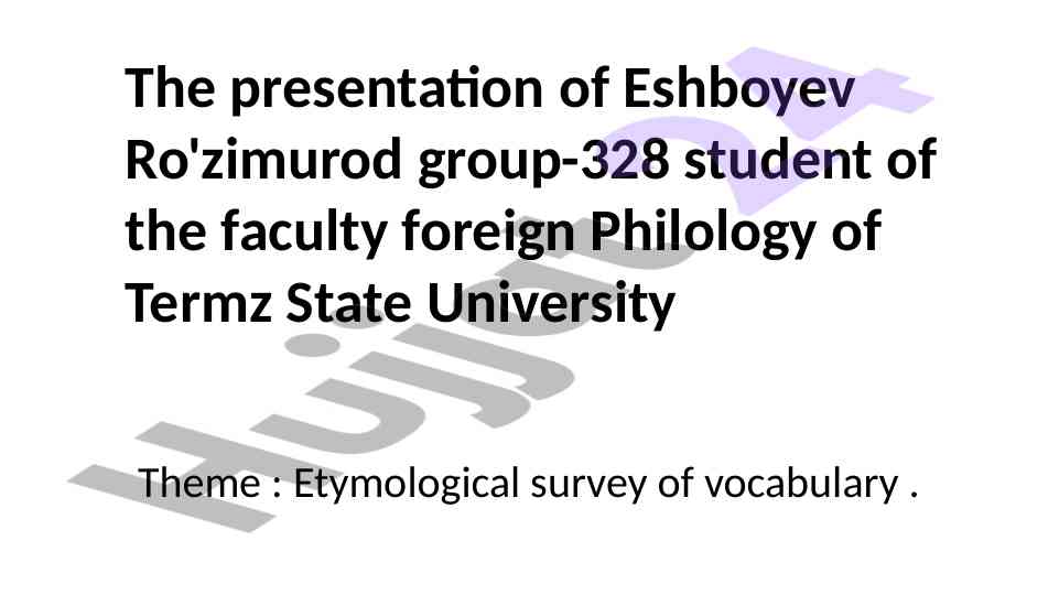 Etymological survey of vocabulary in english language