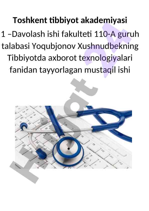 Malumotlar omborini boshqarish tizimlari bo'yicha mustaqil ish