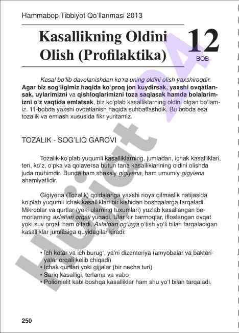 Kasalliklarning oldini olish va gigiyena qoidalari