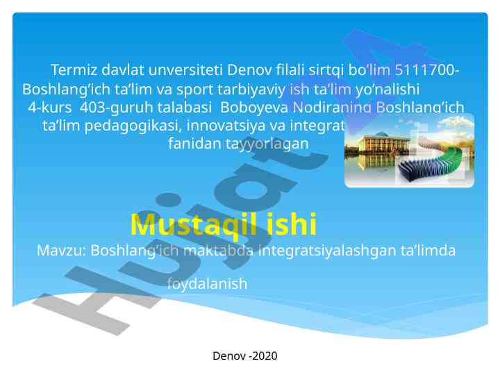 Boshlang’ich maktabda integratsiyalashgan ta’lim
