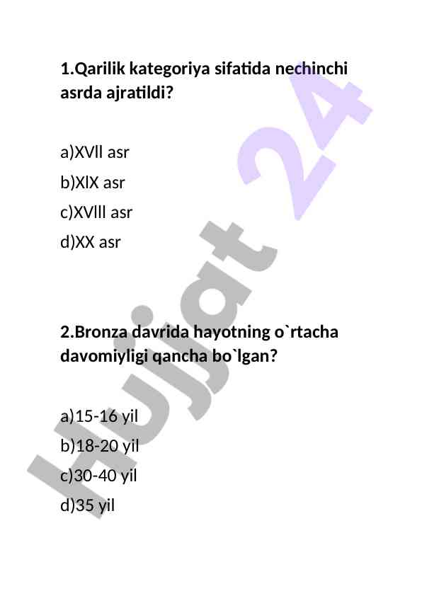 Qarilik va keksalik havfsizligi bo'yicha testlar
