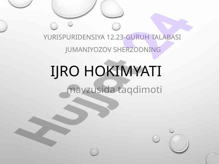 Ijro hokimiyatining nazariy asoslari va tashkiliy tuzilmasi
