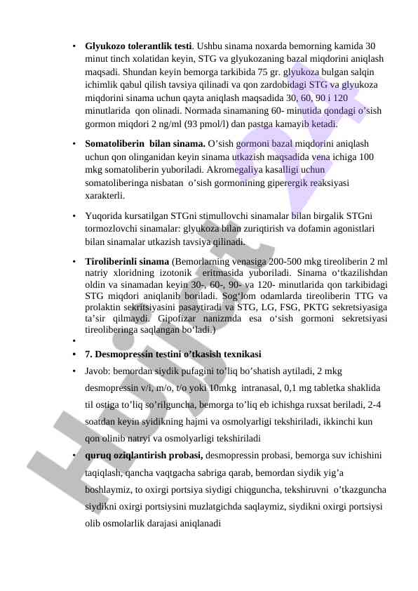 Glyukozo tolerantlik testi tavsifi