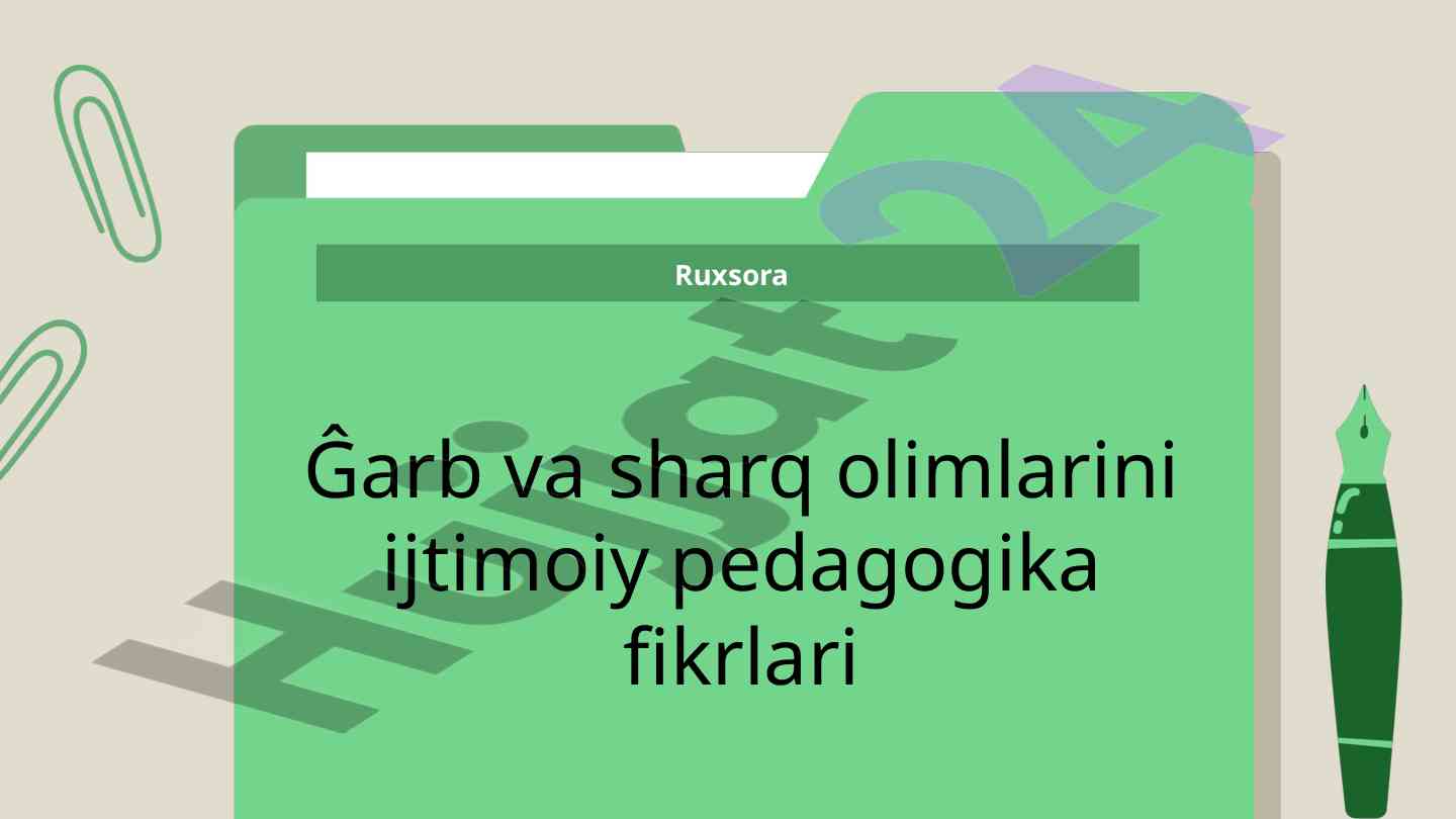 Ijtimoiy pedagogika asoslari va nazariyasi